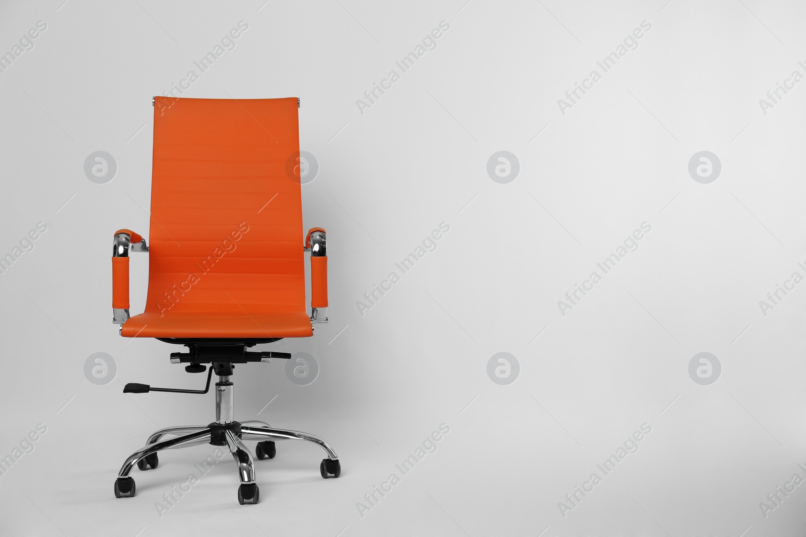 Photo of Comfortable office chair on white background, space for text