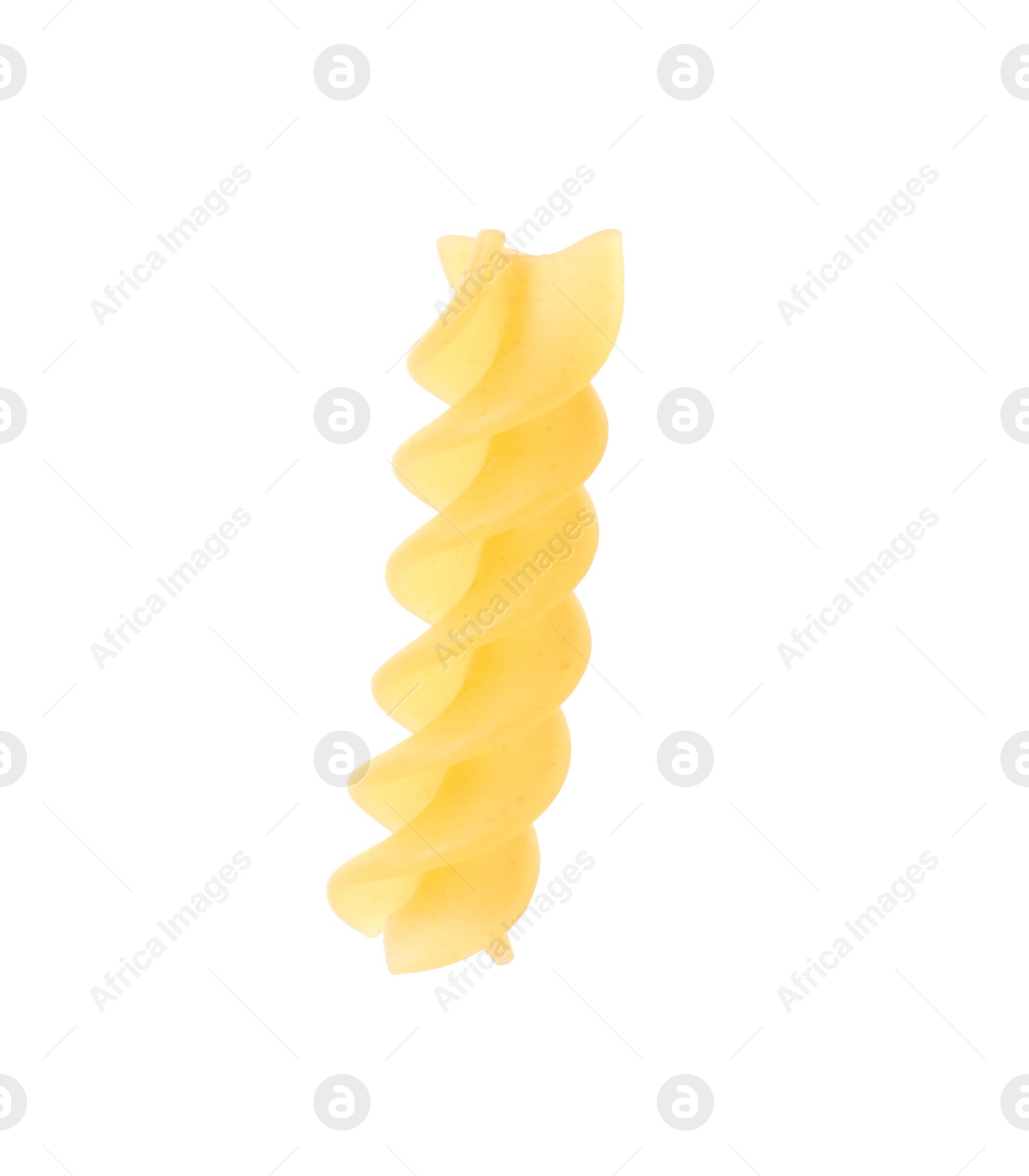 Photo of One piece of raw fusilli pasta isolated on white