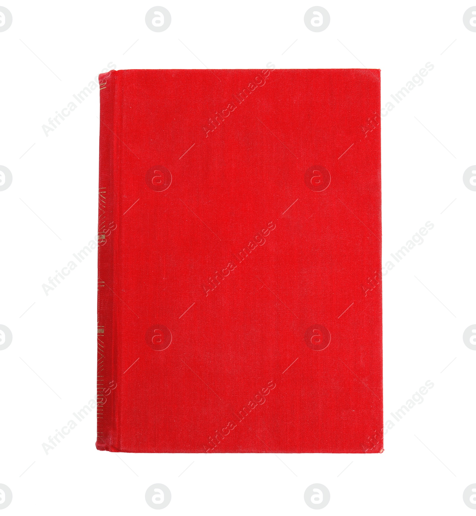 Photo of Book with hard cover isolated on white, top view