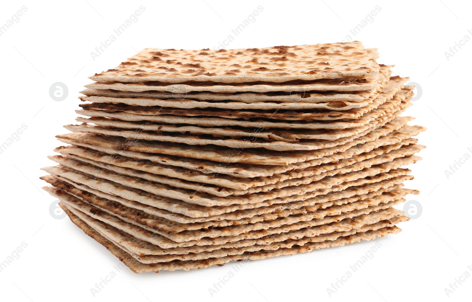 Photo of Passover matzos isolated on white. Pesach celebration