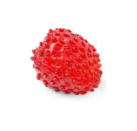 Photo of One ripe wild strawberry isolated on white