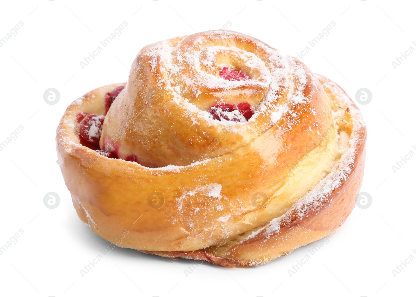 Photo of Fresh delicious sweet pastry on white background