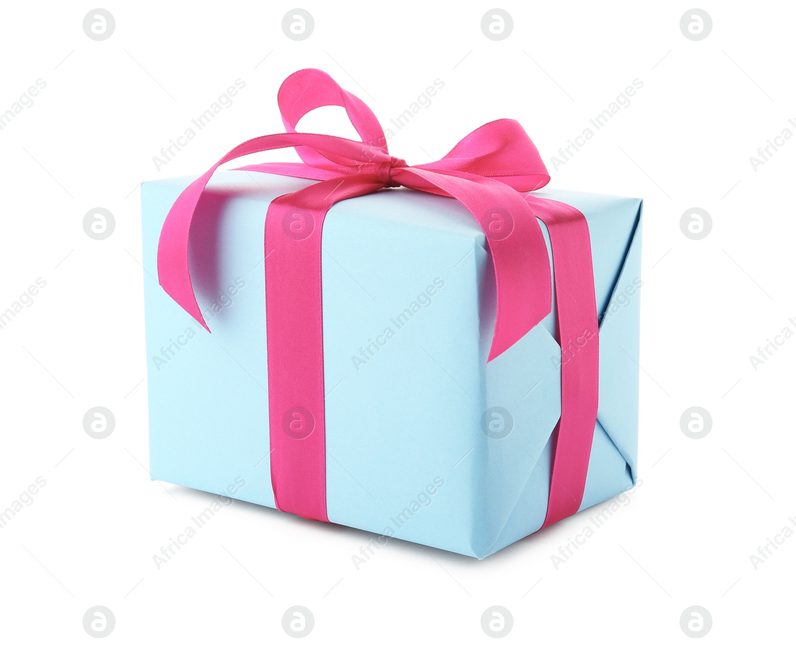 Photo of Beautiful gift box with ribbon on white background