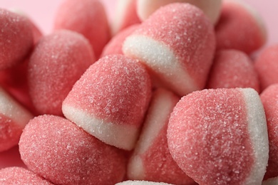 Photo of Closeup of sweet jelly candies as background