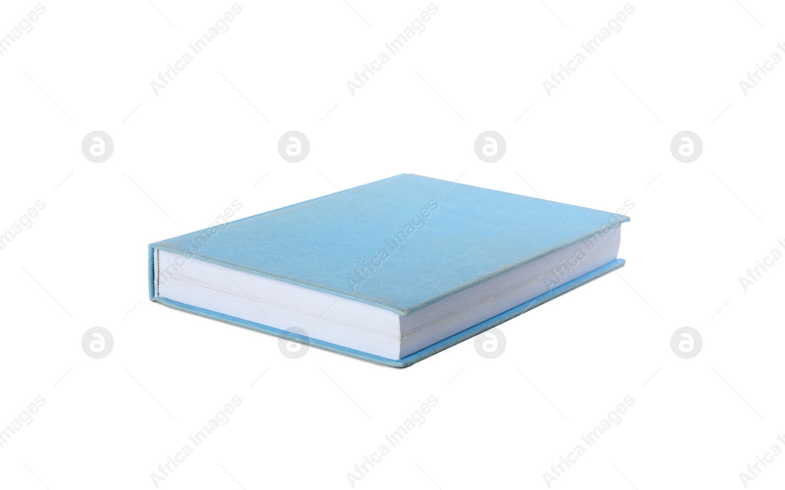 Photo of Book with blank blue cover on white background