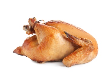 Delicious cooked whole turkey on white background