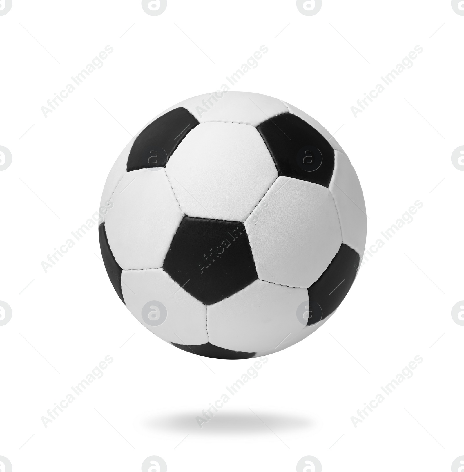 Image of New soccer ball on white background. Football equipment