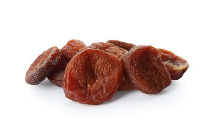 Photo of Tasty dried apricots isolated on white. Healthy snack