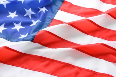 American flag as background, closeup. National symbol