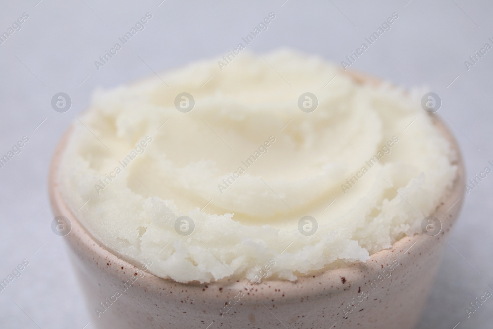 Photo of Delicious pork lard in bowl on white background, closeup