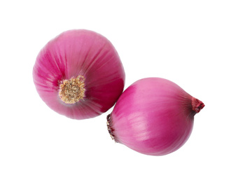 Fresh red onion bulbs isolated on white