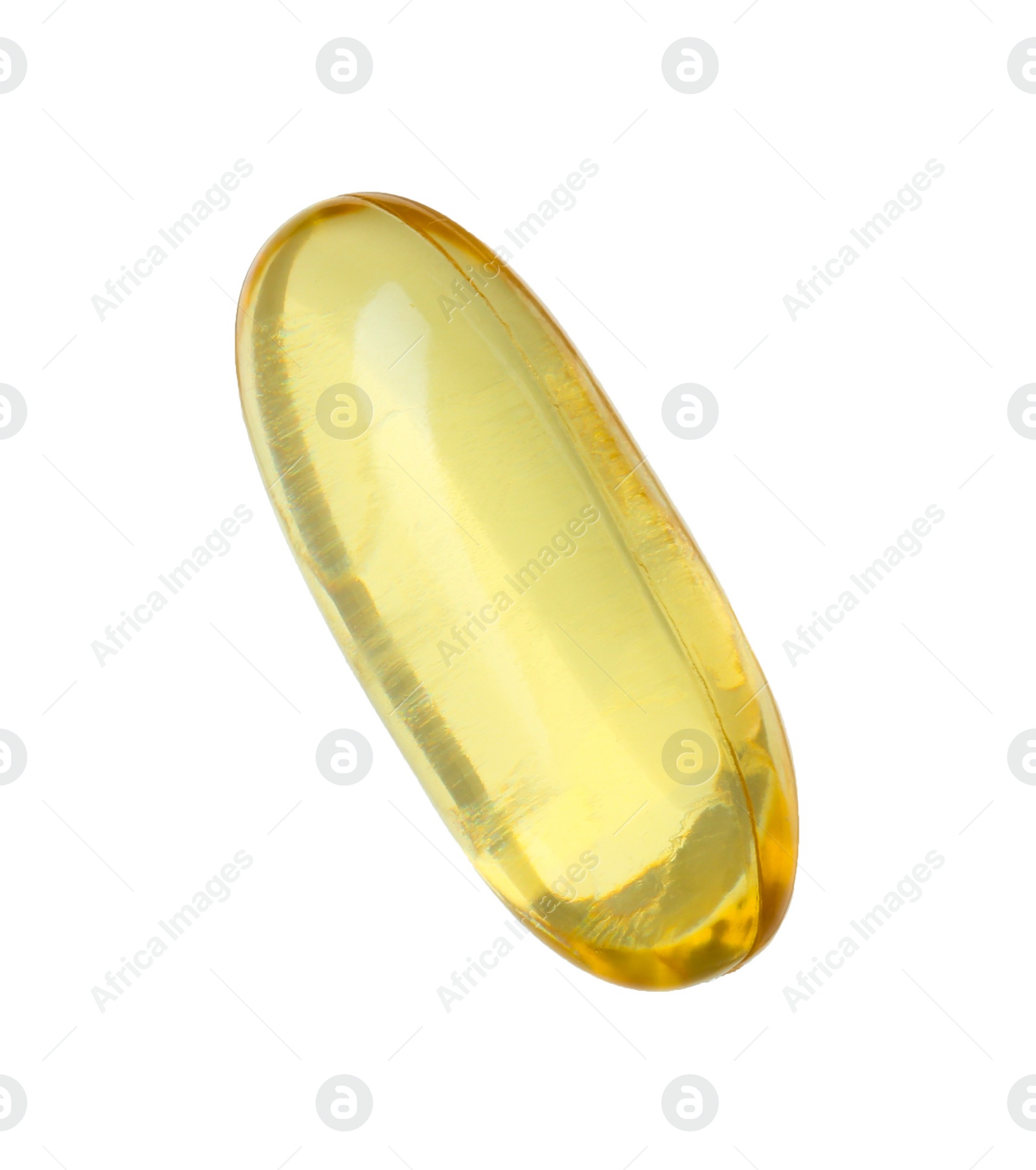 Photo of One vitamin capsule isolated on white. Health supplement