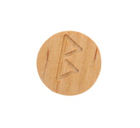 Photo of Wooden rune Berkanan isolated on white, top view