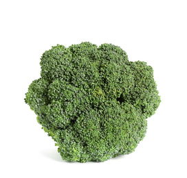 Fresh green raw broccoli on white background