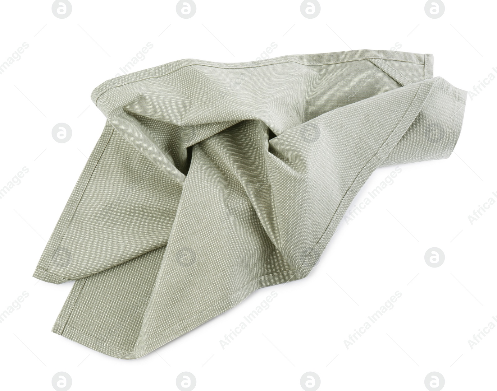 Photo of Crumpled light grey towel for kitchen isolated on white, top view