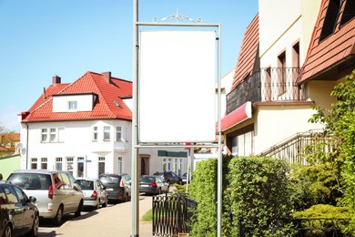 Image of Empty signboard in city. Mock-up for design