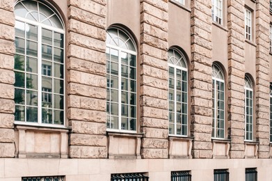 Beautiful view of building with arched windows