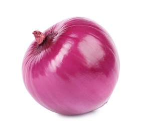 Photo of Fresh whole red onion on white background