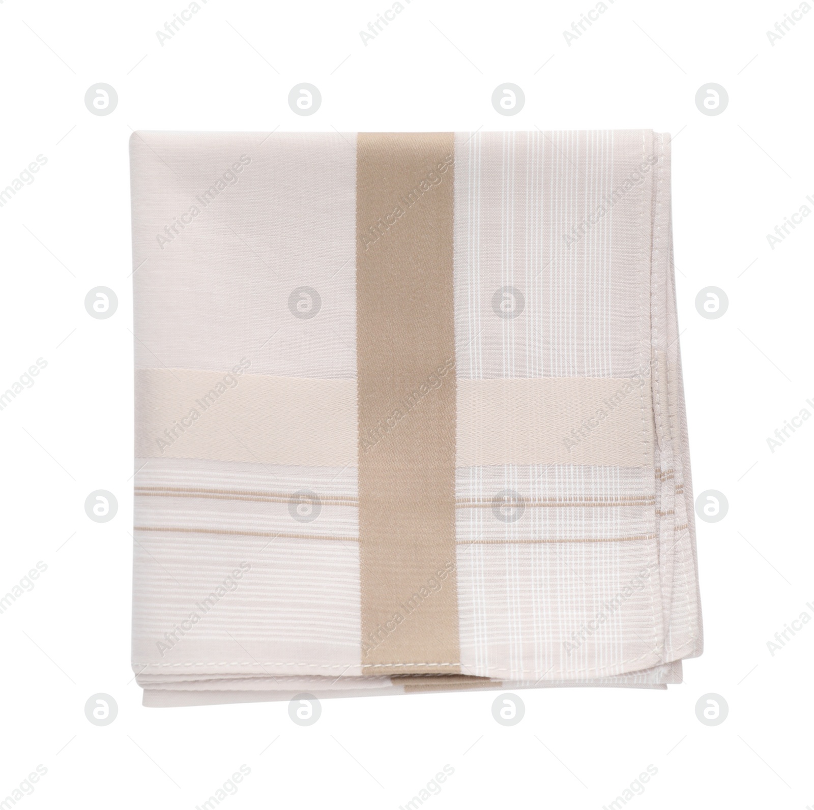 Photo of Stylish handkerchief isolated on white, top view