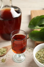 Photo of Broadleaf plantain tincture on white wooden table