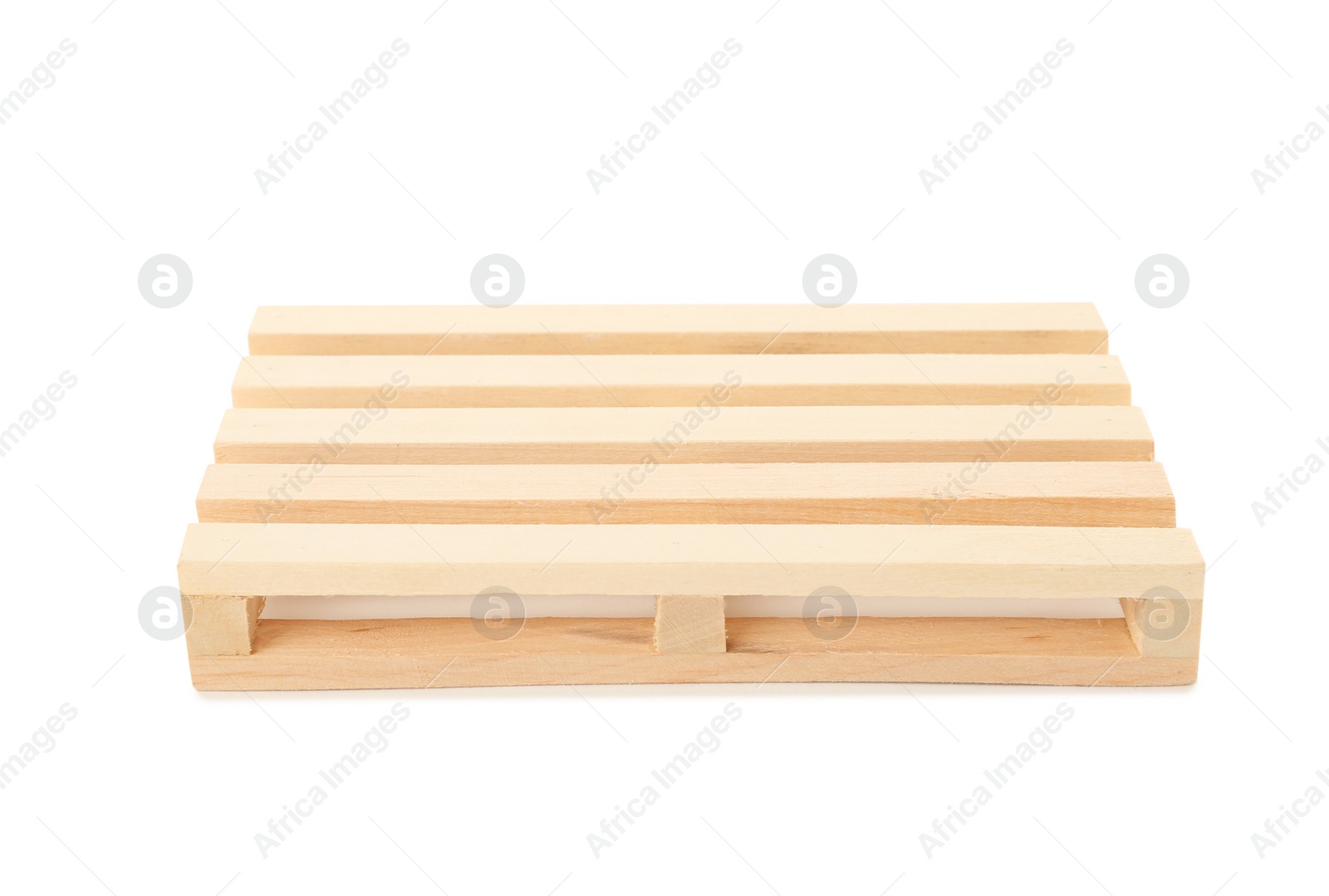 Photo of One small wooden pallet isolated on white
