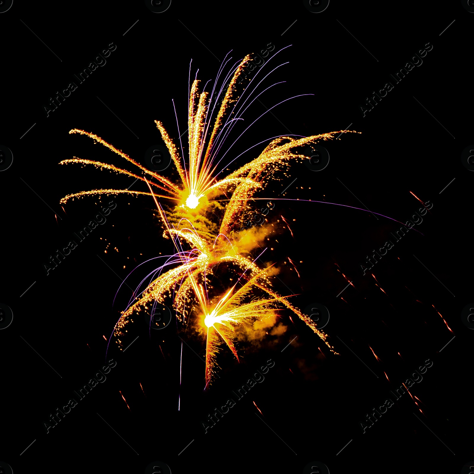 Image of Beautiful bright fireworks lighting up night sky