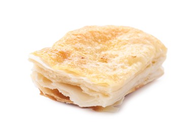 Puff pastry. One delicious fresh bun isolated on white