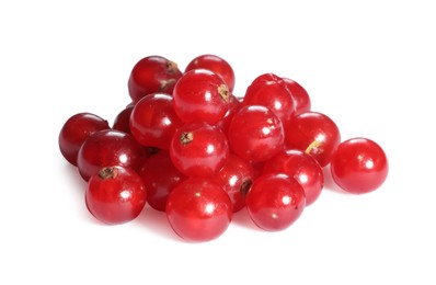 Photo of Pile of fresh ripe red currants isolated on white