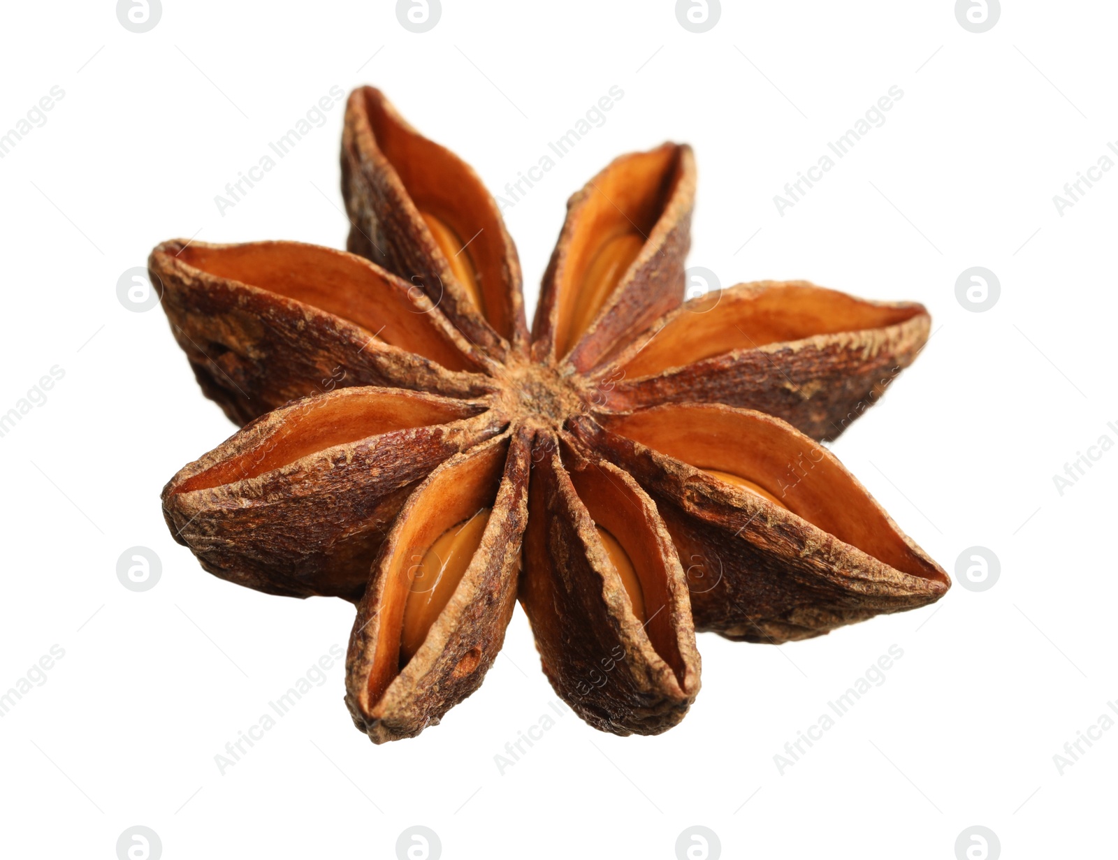 Photo of Dry anise star with seeds isolated on white