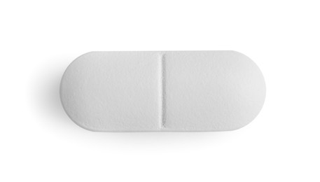 One pill isolated on white, top view