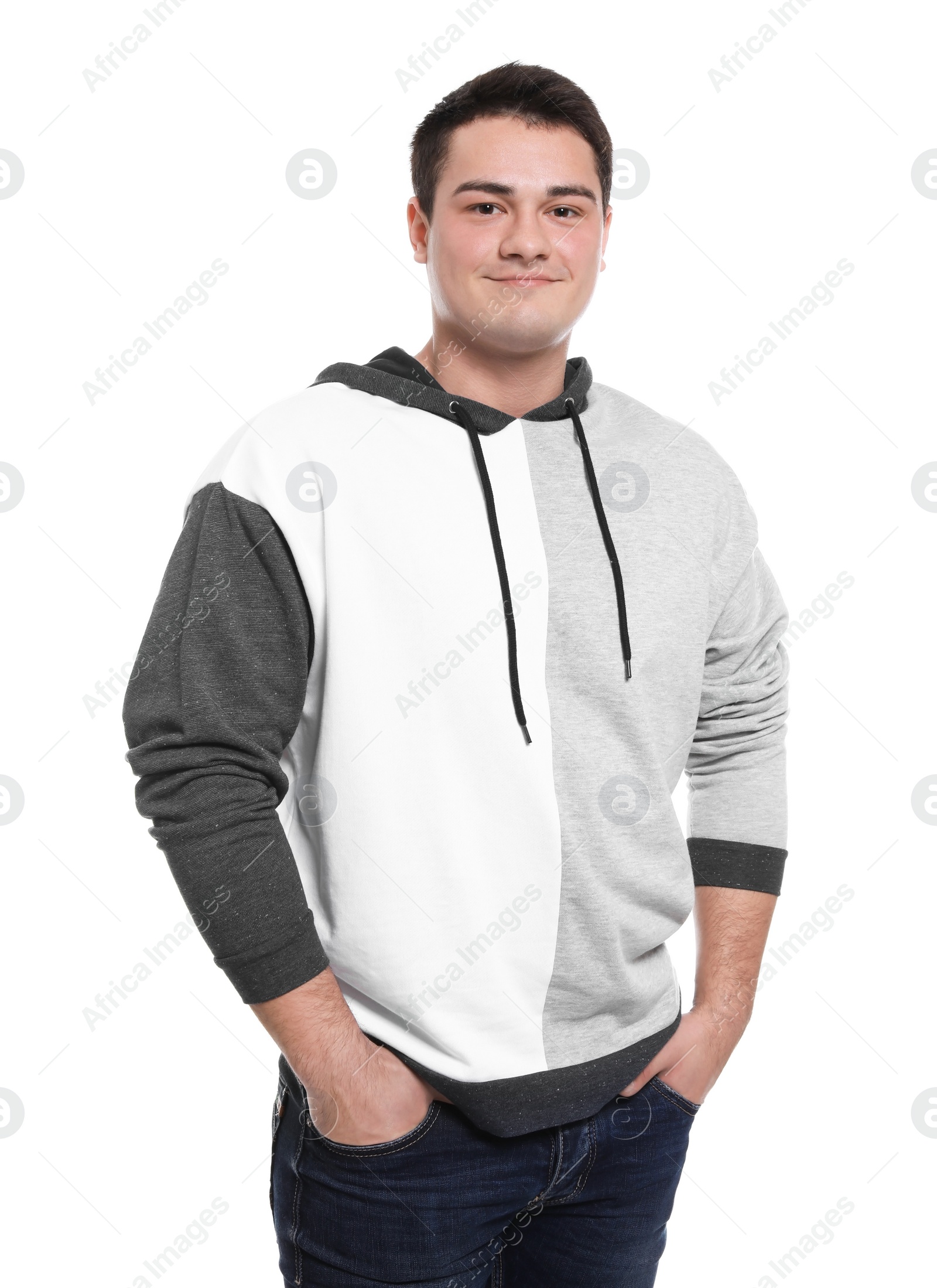 Photo of Portrait of confident young man on white background