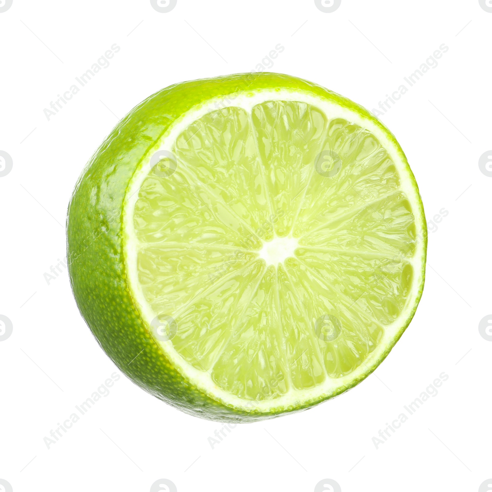 Photo of Half of fresh green ripe lime isolated on white