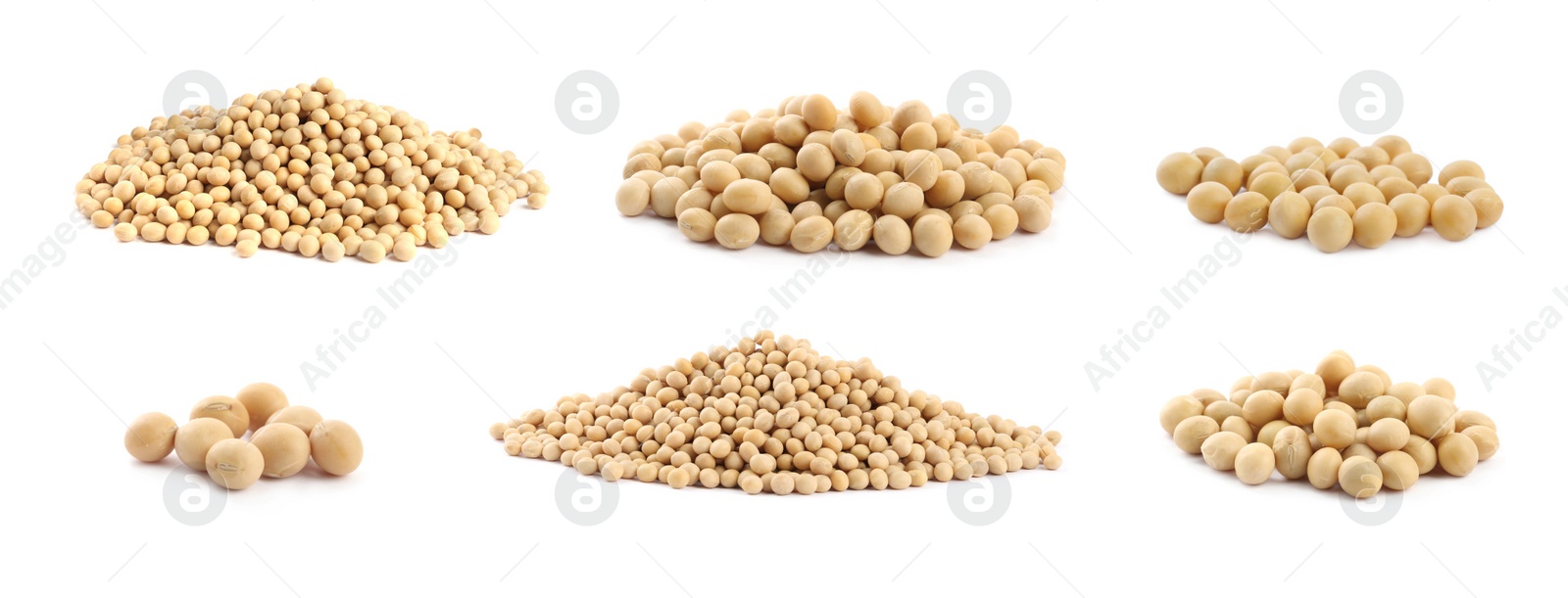 Image of Set with soya beans on white background. Banner design 