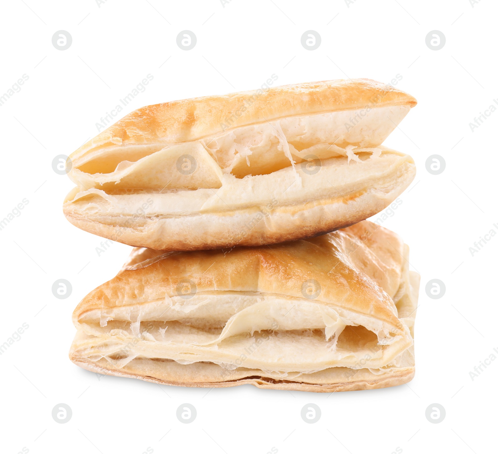 Photo of Delicious fresh puff pastries isolated on white