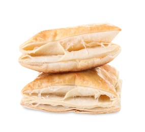 Delicious fresh puff pastries isolated on white