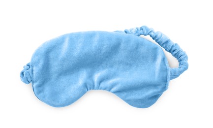 Photo of Soft sleep mask isolated on white, top view