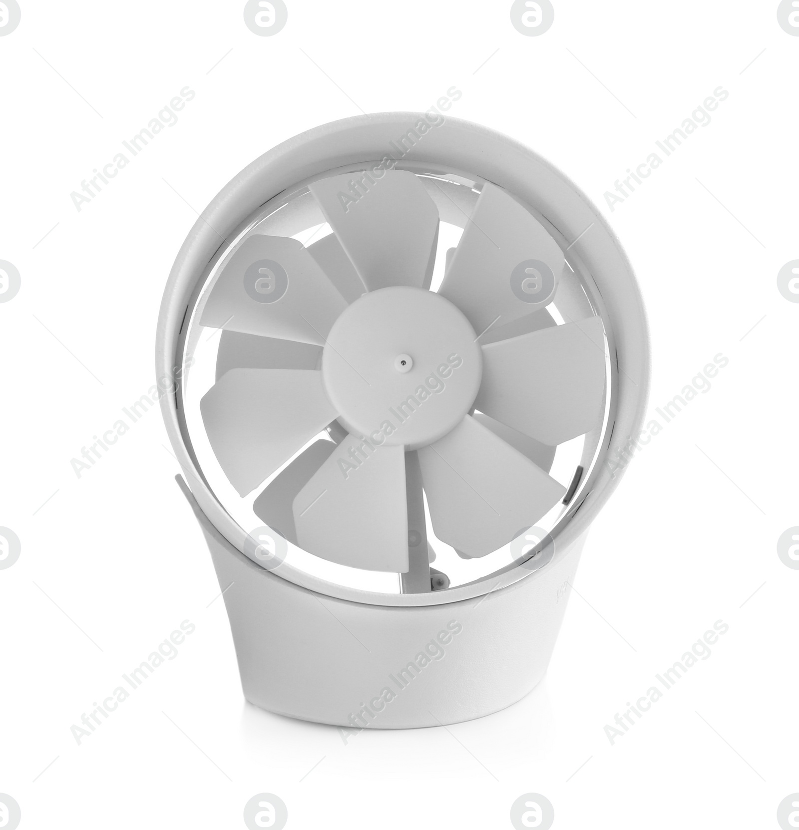 Photo of Portable fan isolated on white. Summer heat