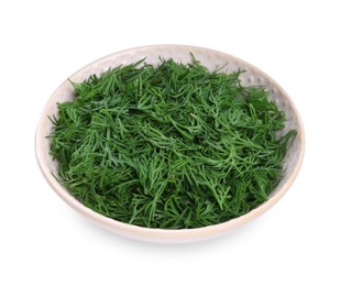 Fresh dill in bowl isolated on white