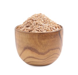 Photo of Wheat bran in bowl on white background