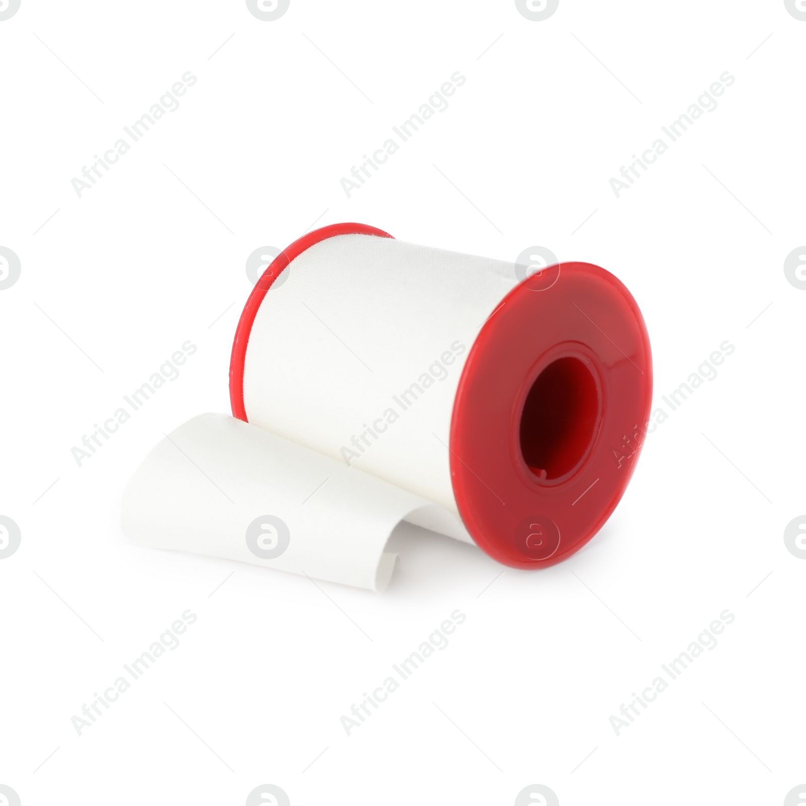Medical sticking plaster roll isolated on white Photo of Medical sticking plaster roll isolated on white