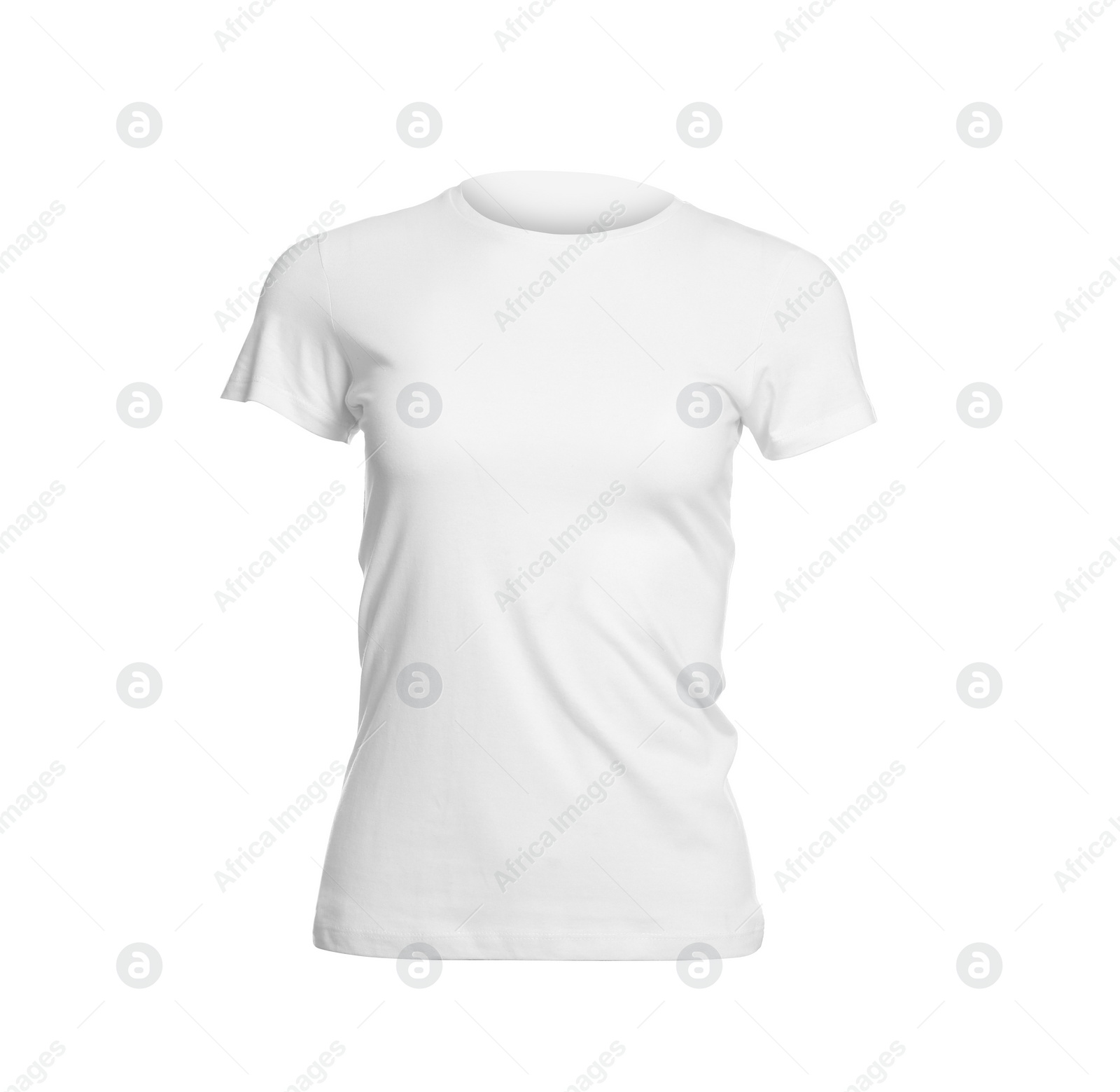 Photo of Mannequin with stylish women's t-shirt isolated on white. Mockup for design