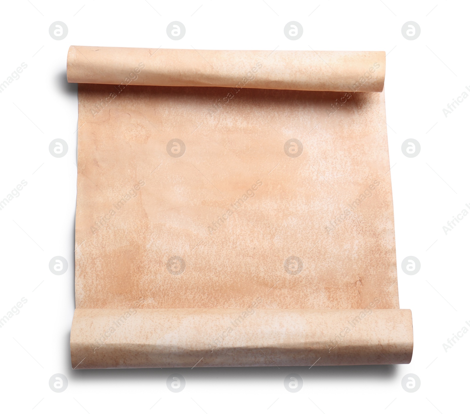 Photo of Blank sheet of old parchment paper on white background