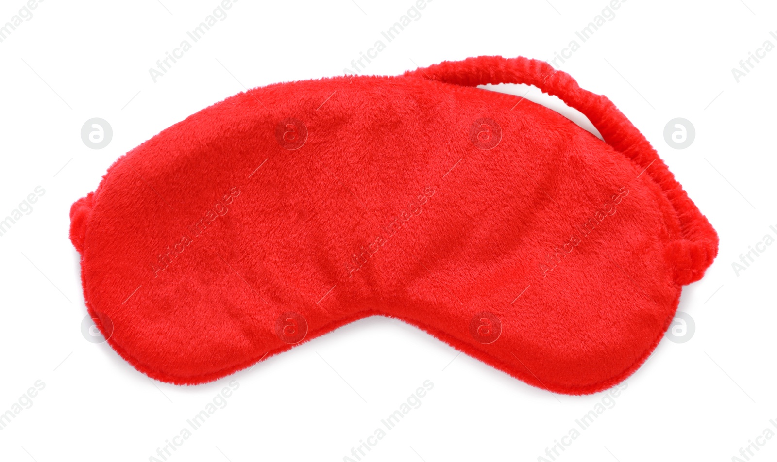 Photo of Red soft sleep mask isolated on white, top view