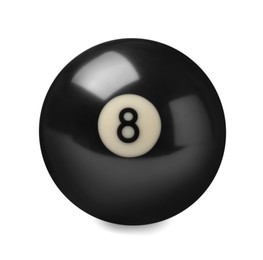 Photo of Billiard ball with number 8 isolated on white
