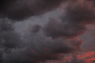 Picturesque view of sky with heavy rainy clouds. Stormy weather