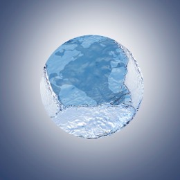 Illustration of Sphere made of water splashes on color background