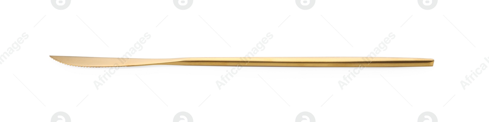 Photo of One shiny golden knife isolated on white