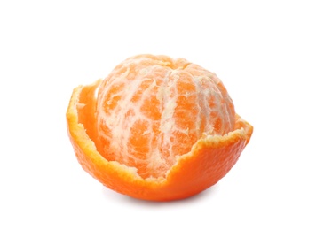 Photo of Fresh ripe tangerine isolated on white. Citrus fruit