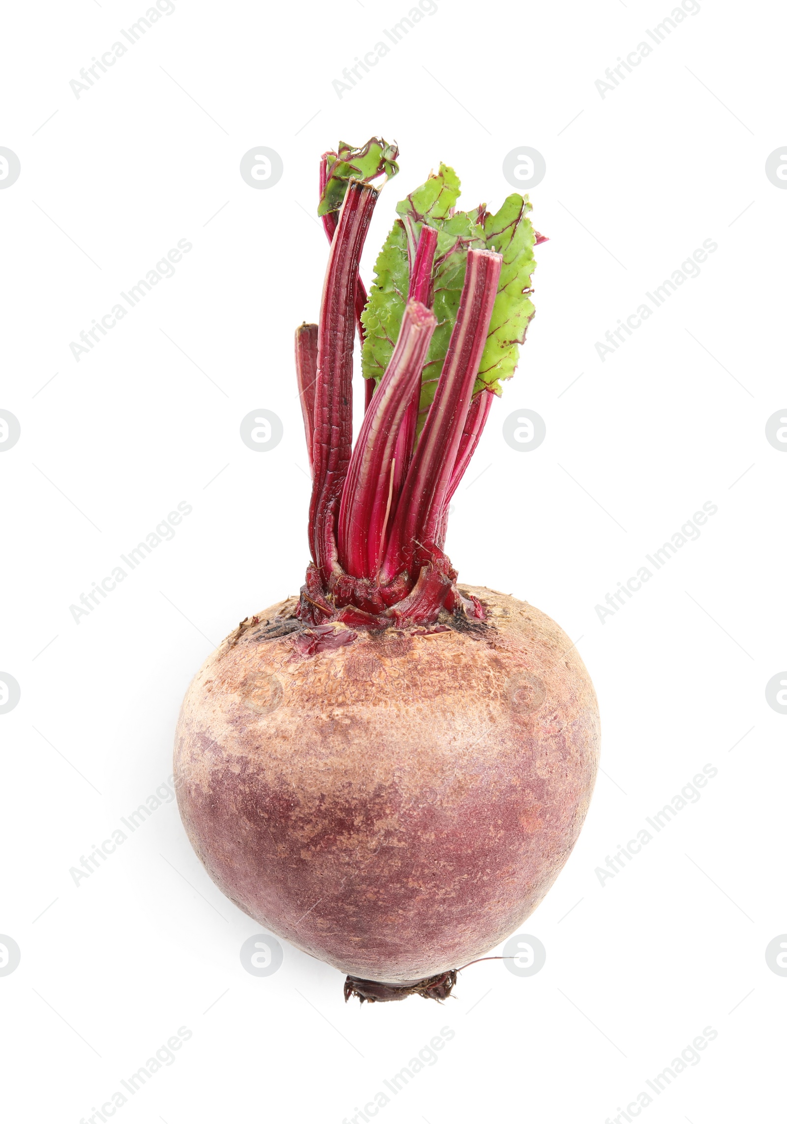 Photo of Fresh ripe beetroot isolated on white, top view