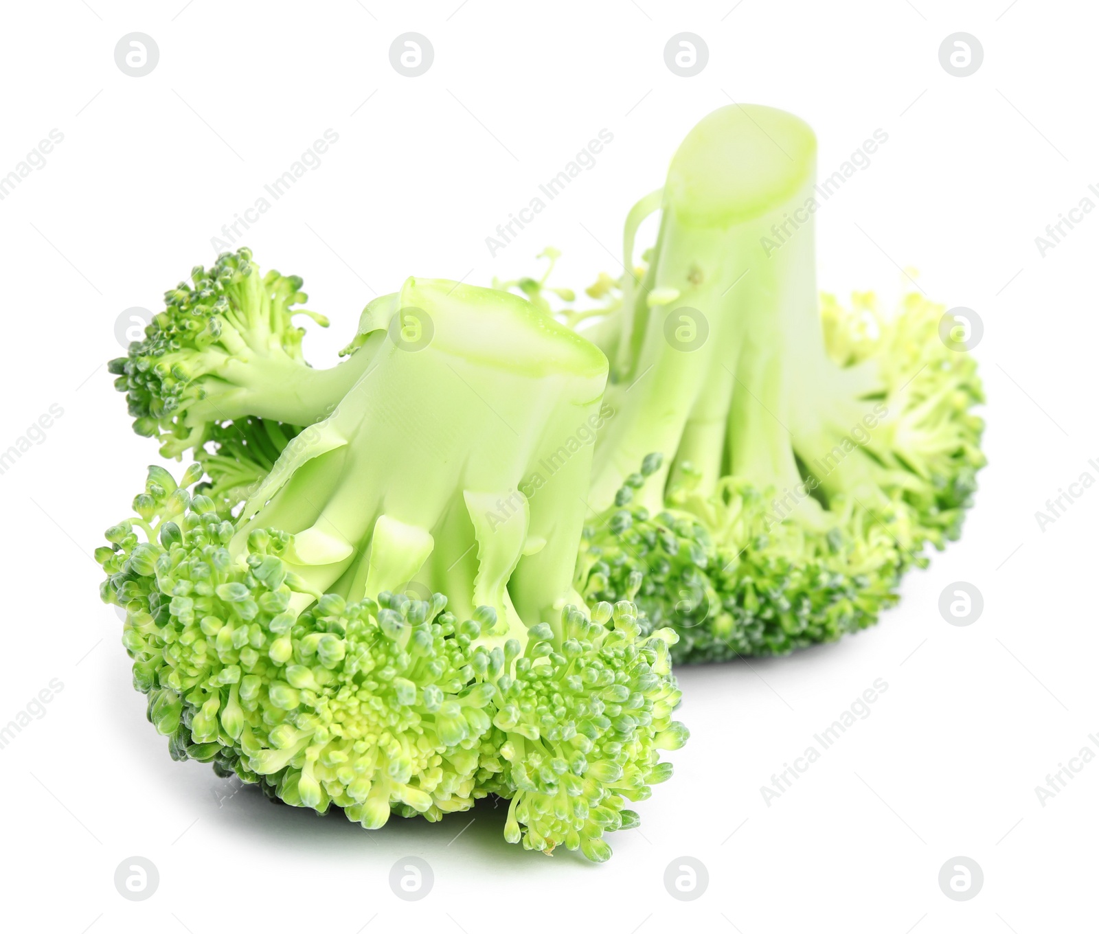 Fresh green broccoli on white background. Organic food Photo of Fresh green broccoli on white background. Organic food